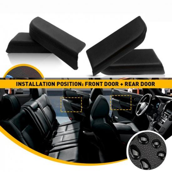 4X Armrest Cover Skin Leather For 09-15 Honda Pilot Front Rear Door Panels Black