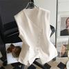 Women V Neck Sleeveless Suit Vest Asymmetric Button Slim Waistcoat Casual Outerwear Tank Top