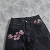American Hip Hop Personality Street Flower Embroidery Washed Old Jeans Tide