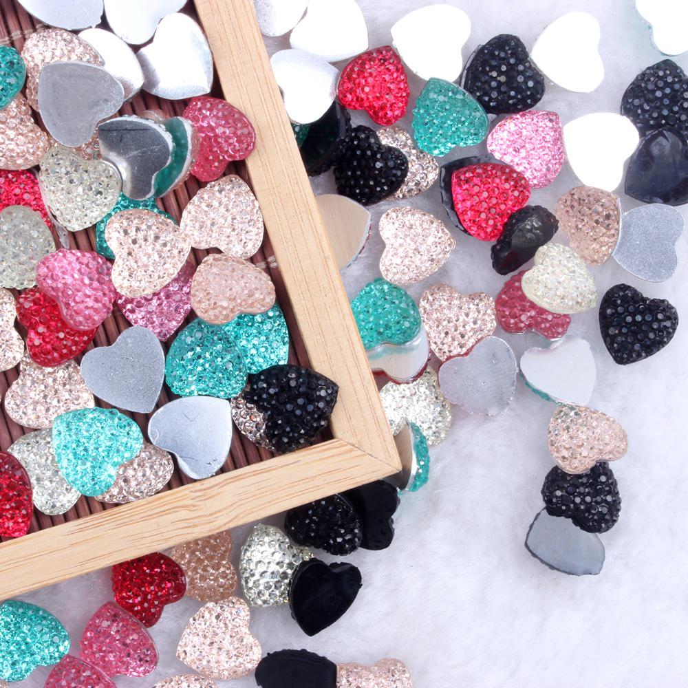 Multi-Color Shiny Peach Heart Resin Rhinestones - 8mm, 10mm, 12mm DIY Decor