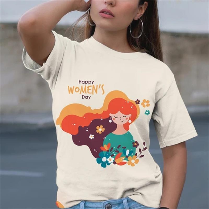 Sanat Günü Baskılı Kızlar 3D Klasik Sade Boya Komik Desenli Günlük Kadın Tişört Yazlık Kısa Kollu Moda Bayan Üst Hip Hop