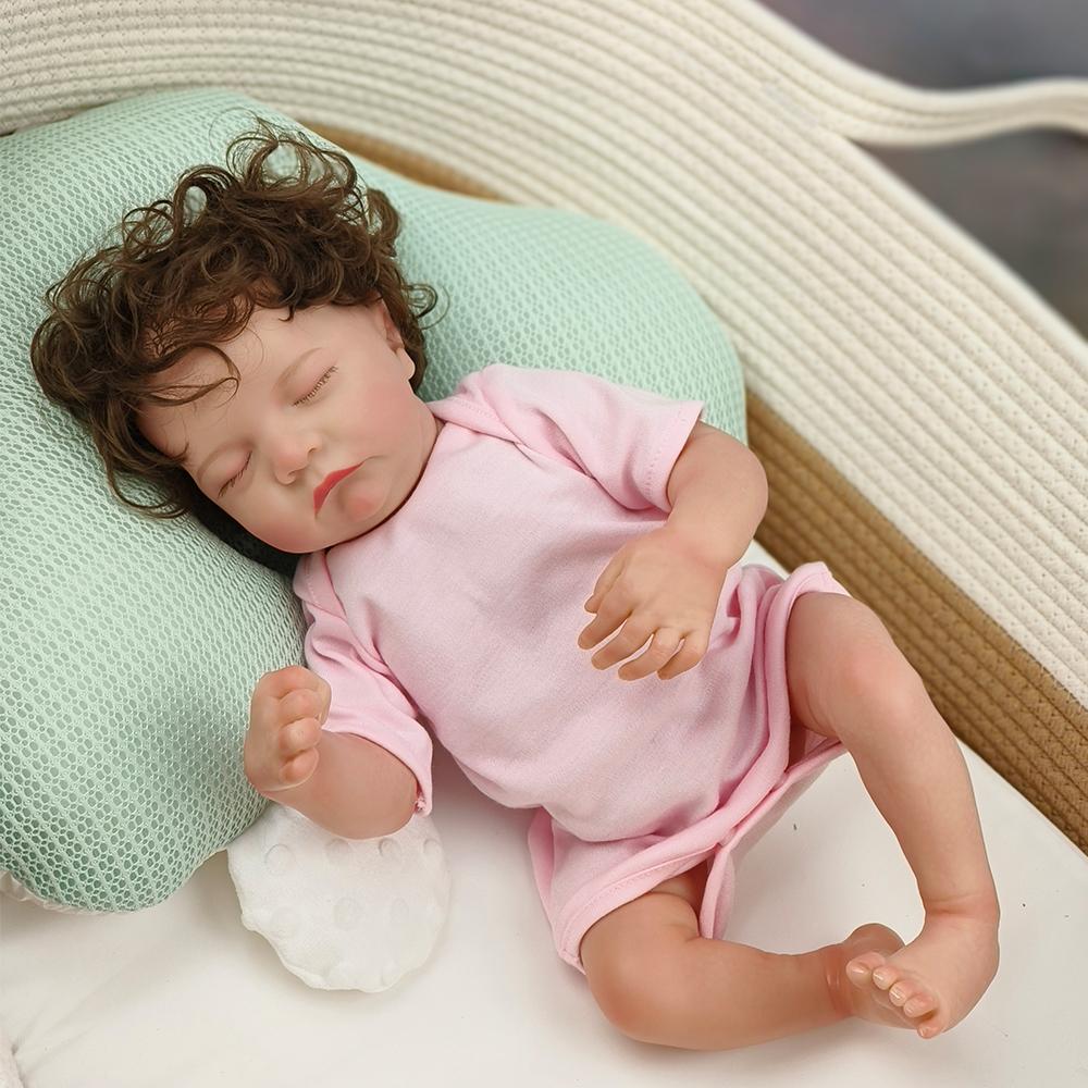 48cm Full Body Silicone Vinyl Doll Painted Baby Doll With Rooted Hair For Kid's Christmas Gift Muñecas Reborn Doll Toy