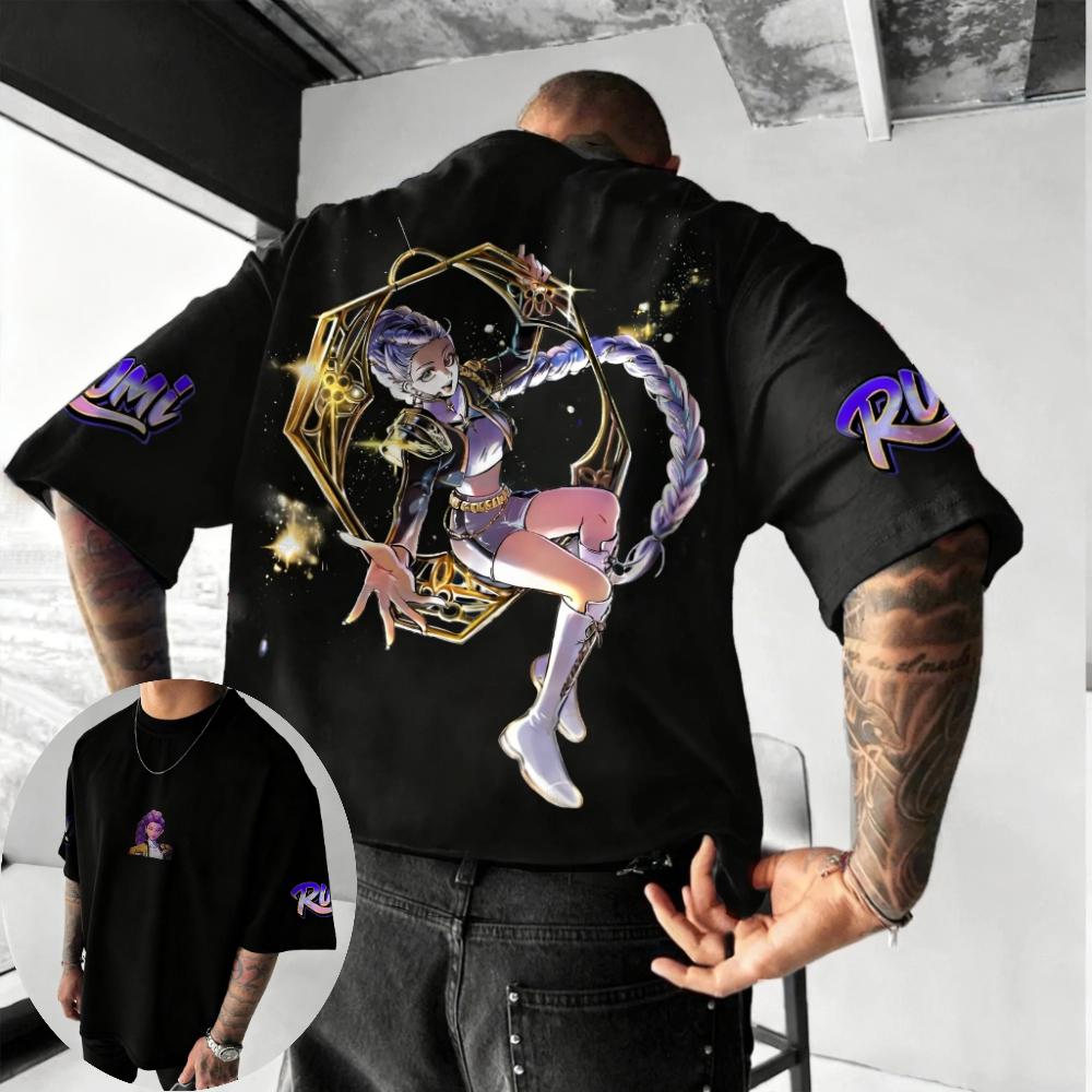 

KPop Demon Hunter HUNTRX Singer Rumi Officially Authorizes Netflix Animated Movie Summer Men Women Cotton Oversized Tshirt S
