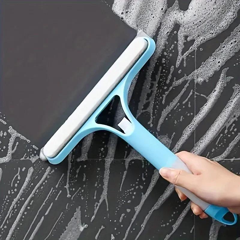 Multi-functional Liquid Glass Cleaning Tool Double-sided Scrubbing Bathroom Mirror Wiper Brush Clean Built-in Spray Bottle Brush