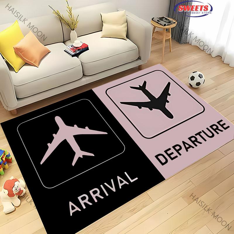 1PC Aviation Theme Airplane Runway Carpet for Home Soft Rug Kid's Playmat Coffee Table Mat Leisure Balcony Doormat Washable Mat