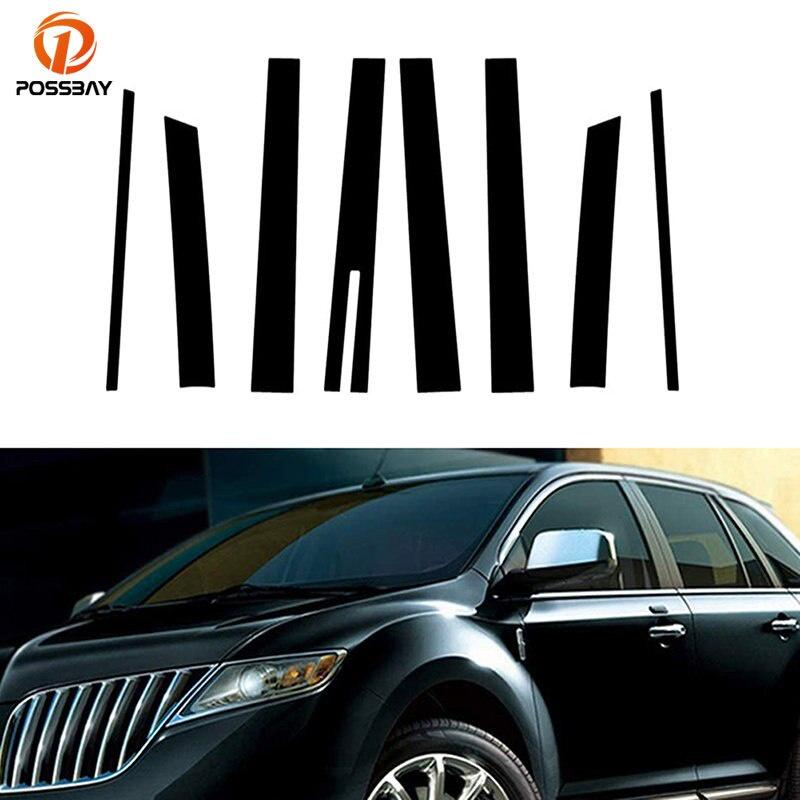 Pro Lincoln MKT 2010-2019 Kryty sloupků oken a dveří Samolepka Doplňky exteriéru auta Lesklá černá