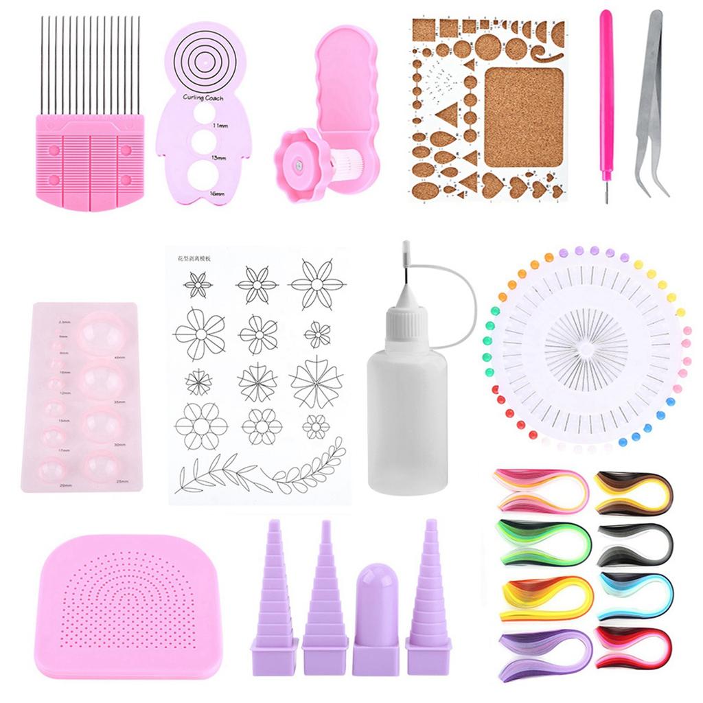 1 Set   Quilling Paper Craft Rolling Kit Slotted Tools Strips Tweezer For Decoration