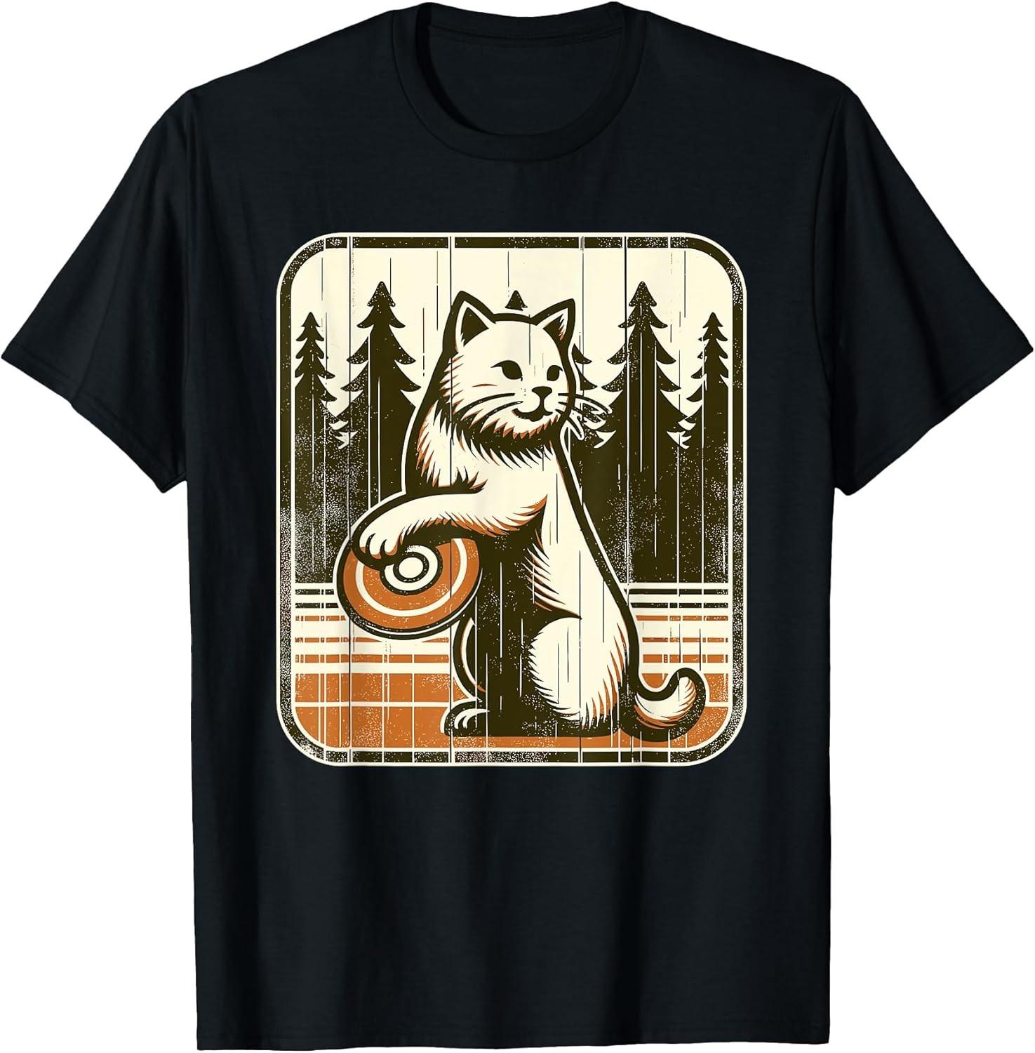 NEW LIMITED! Disc Golfer Cat Disc Golf Player Tee - MADE IN USA S