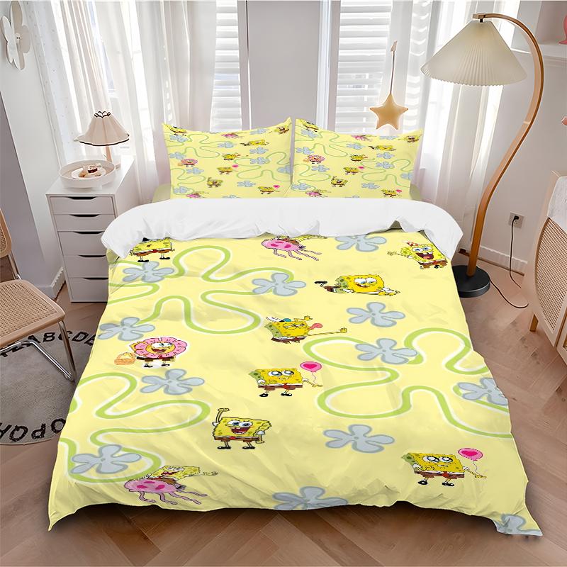 3Pcs Spongebob Squarepants Adventure Bedding Sets For All Sizes New 3D Printed Bed Cover Comforter Duvet Cover Pillowcase Bedroom Decoration