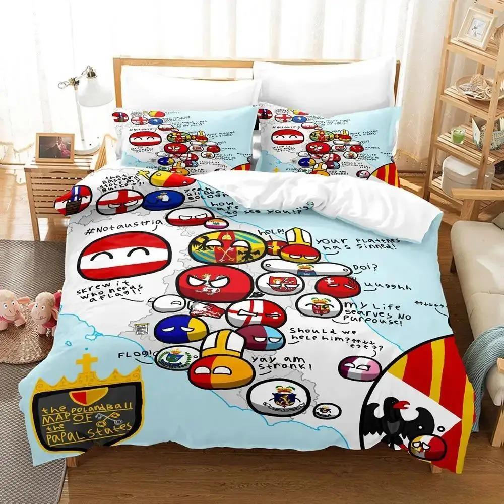 New Countryball Polandballs Bedding Set Single Twin Full Queen King Size Bed Set Aldult Kid Bedroom Duvet Cover Sets 3D Anime