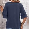 Tricou cu mânecă scurtă, la modă și sexy, cu tiv dublu și volane, la modă și sexy