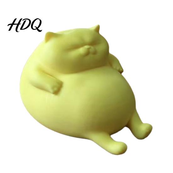 PLA Plastic Cat Ornament 3D Printed Fat Figurine Cute Lazy Statue Desktop Minimalist Tabletop for Office Desk And Shelf Decor Decorative Props