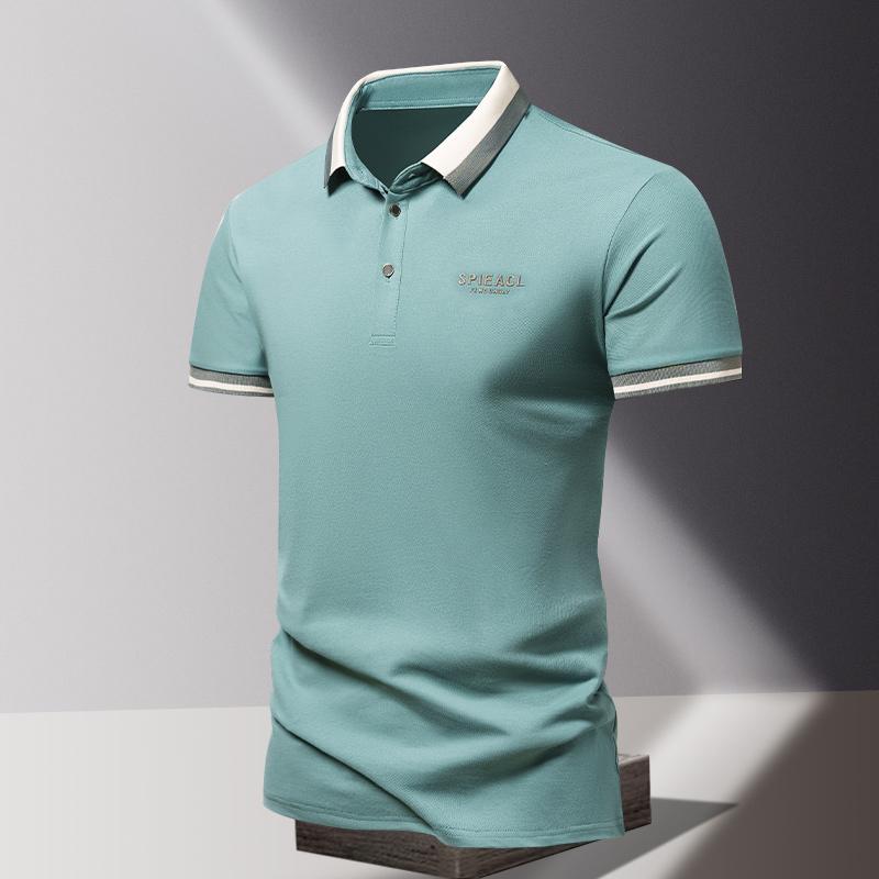 Summer Men's POLO Shirt Fashionable Ice Silk Quick Drying Short Sleeved T-shirt  Solid Color Loose Fitting Business Collar Top
