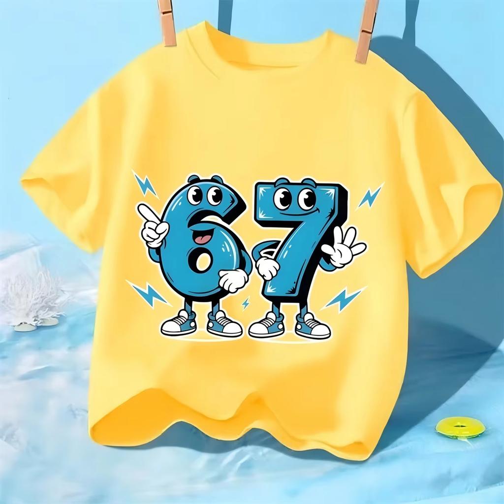 Kids 67 Themed Colorful Print TShirt Soft Cotton Fabric Breathable and Comfortable Ideal for Toddlers and Childrendf0317