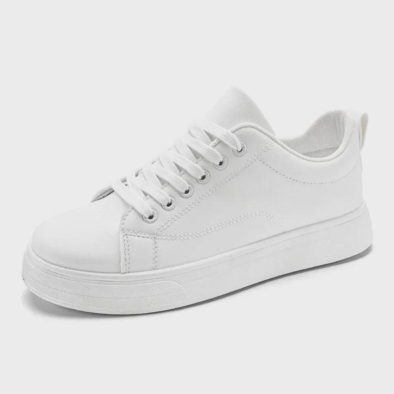 Men's Korean Fashionable White Harajuku Sneakers - Breathable, Large Size Casual Sports Shoes