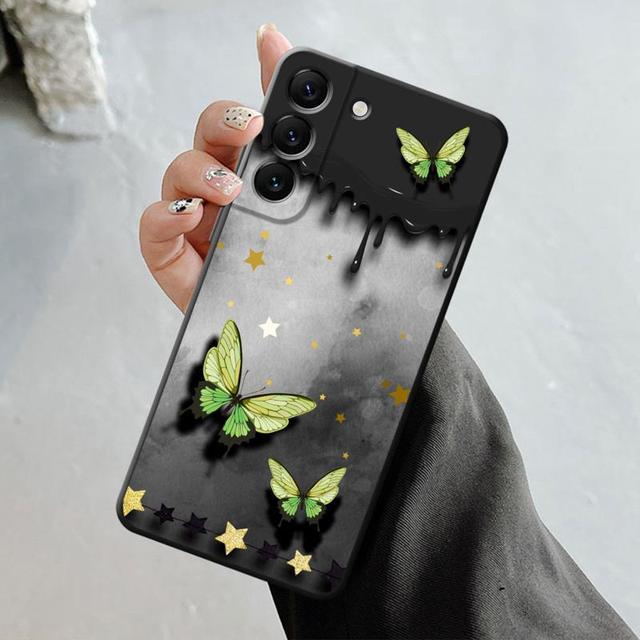 

Чехол для Samsung Galaxy S23 S22 S21 S20 Fe Ultra S10 S9 S8 Plus Note 20ultra 10plus, блестящий эстетический чехол с бабочкой и розой For Samsung S9