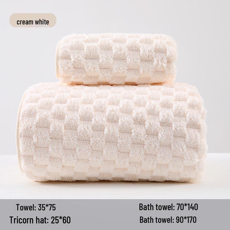 Bamboo Velvet Coral Fleece Bath Towel Set - Soft, Large, Thick, Absorbent, 3-Piece Adult Collection