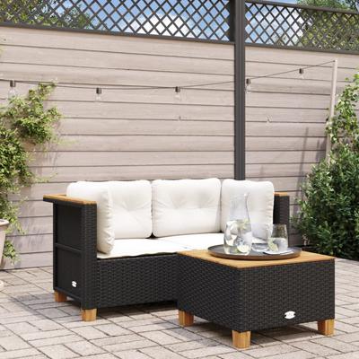 Vidaxl Corner Sofa Modules With Cushions, 2 Pcs, Black, Poly Rattan