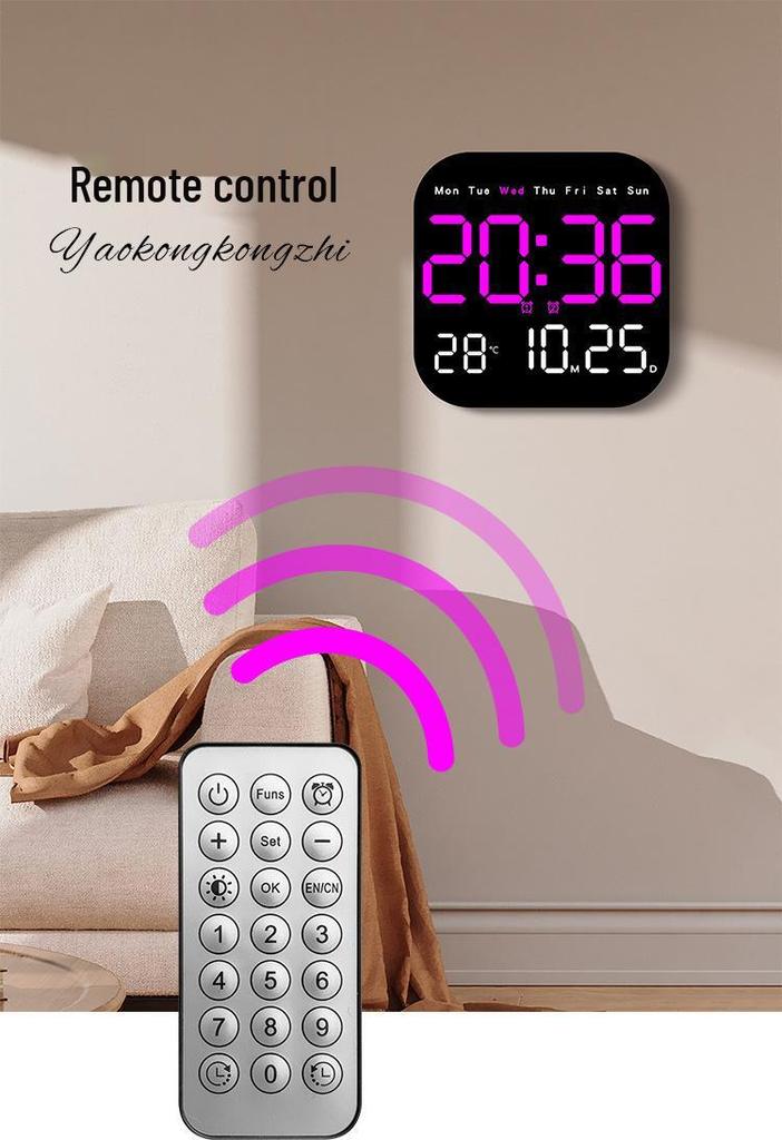 Multifunctional LED Electronic Wall Clock with Stand, Model 6650