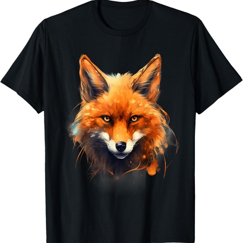 Fox Wildlife Colorful Portrait Nature Artwork Animal Lovers T-Shirt