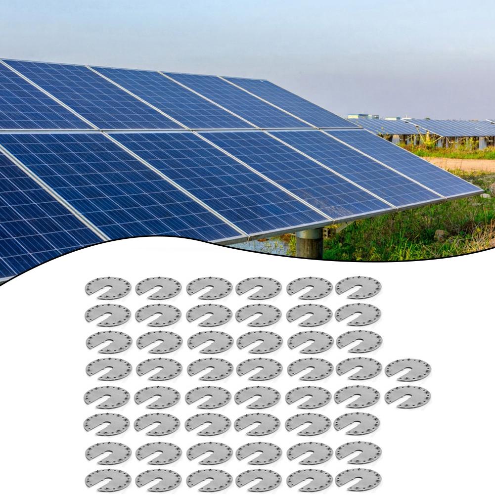 50PCS Solar Panel Mounting Grounding Clip Stainless Steel Photovoltaic Grounding Plate Washer Spacer For RVs Trailers