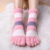 Women's Thick Five Finger Socks Winter Warm Coral Fleece Fluffy Toe Socks Striped Soft Cozy Hosiery Laides Female Floor Slippers