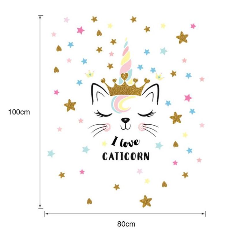 Golden Crown Unicorn Wall Sticker Modern Mural Home Decoration Art Rooms PVC for Kids Pattern Single-piece Package