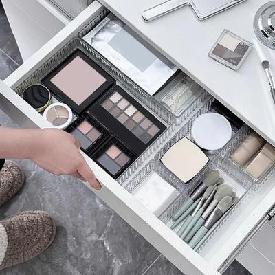 Drawer Divider Storage Box Clear Bathroom And Vanity Drawer Organizer Tray Drawer Storage Bin for Makeup Brushes Lipstick Cosmetics Kitchen Utensils