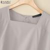 ZANZEA Women Casual Square Collar Summer Short Sleeve Blouse