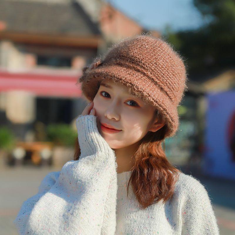 Winter Knitted Hat Wool Hat Fleece Warm Ear Protection Fashion Soft Comfortable Basin Hat Bucket Hat Hand Crocheted Ladies