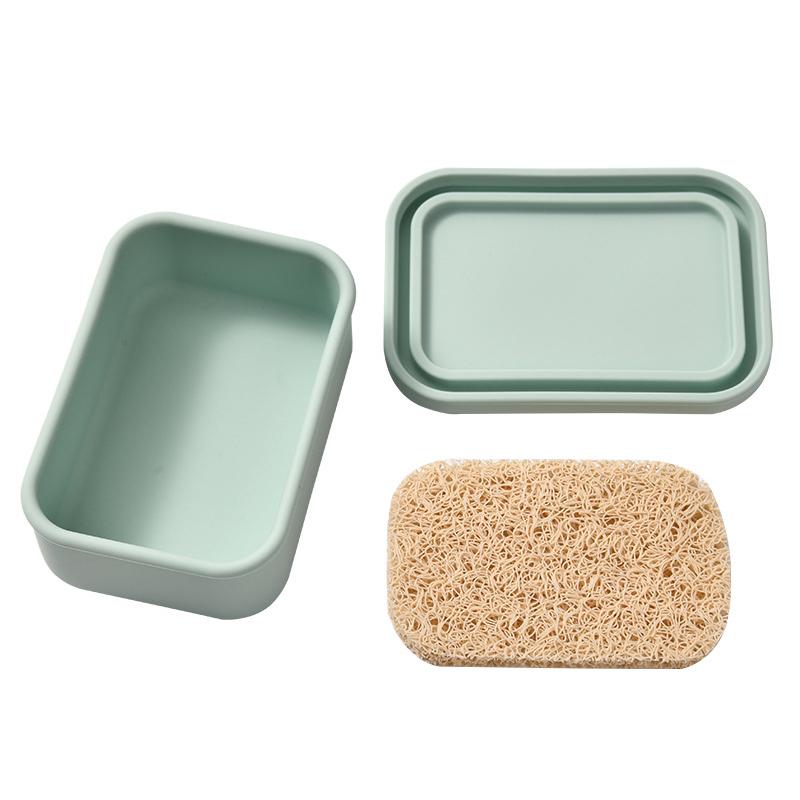 Portable Square Travel Soap Box with Lid Silicone Drain Soap Dish High Quality Self Draining Storage Box Outdoor Travel