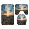 Beach View Bathroom Floor Mat Three-Piece Toilet Carpet Toilet Mat Set Door Mat Bathroom Non-Slip Mat