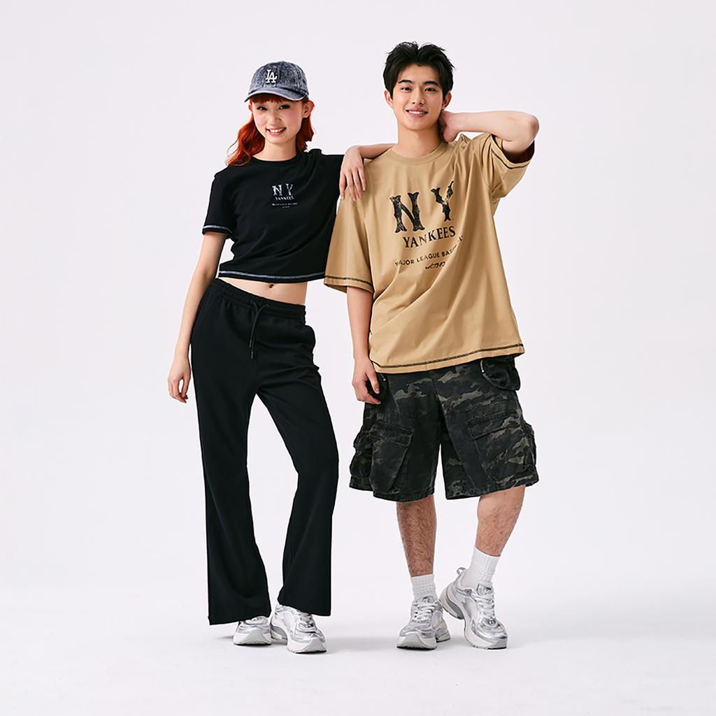 New MLB New York Yankees Basic Collection SS25 Casual Pants Women's Black 3FPTB0353-50BKS