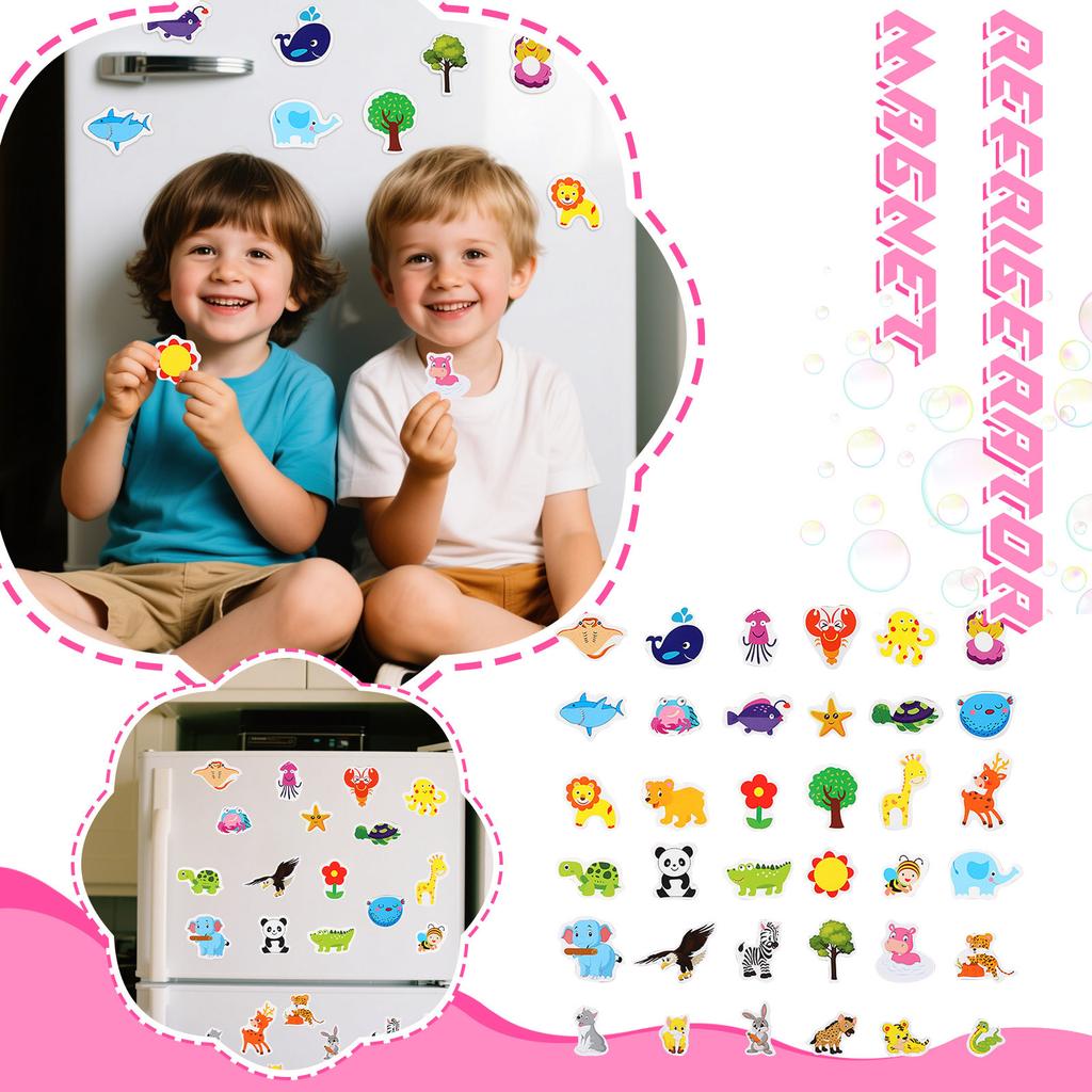 36PC Toddler Wooden Fridge Magnets 1-3 Children Animal Fridge Magnets Full Back Magnets Cute Toys Baby Puzzle Gifts