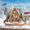 Small Christmas Ornaments for Shelves Acrylic Table Decor Gingerbread House Tree Ornaments Waterproof Holiday Desktop Decorations Living Room