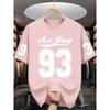 Fashion Plus Size Men'S T-Shirt - Large Size Trendy Top, Casual Athletic Design, Letter Number Print, Breathable Elastic Fabric