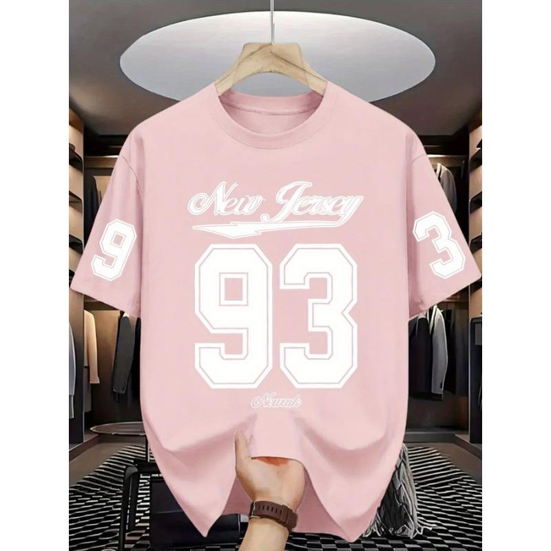 Fashion Plus Size Men'S T-Shirt - Large Size Trendy Top, Casual Athletic Design, Letter Number Print, Breathable Elastic Fabric