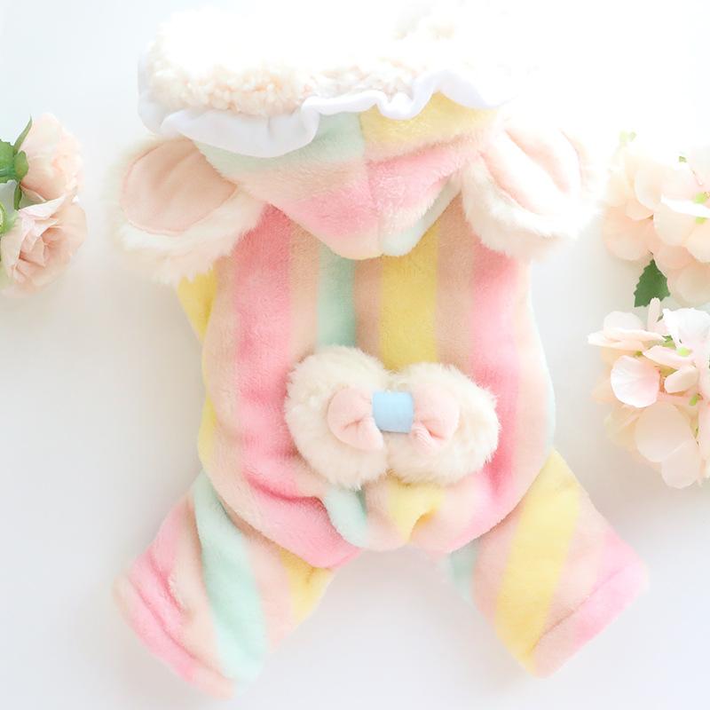 

Winter Dog Clothes Warm Pet Apparel Jumpsuit Thick Warm Dog Clothing Coat Pomeranian Poodle Bichon Frise Schnauzer Puppy Costume XS（old） розовый