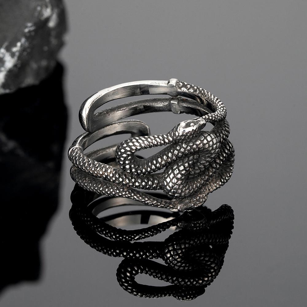 Punk Severská mytologie Jörmungandr Hadí prsten Muži Ženy Otevírací Nerezová ocel Ouroboros Viking Mužský Retro Islandské šperky Dárky