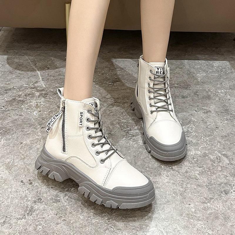 

Короткие сапоги-рыцари для женщин, модные и повседневные, одинарные сапоги на толстой подошве, спортивные сапоги Martin для женщин 35 чёрный