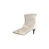European style metal buckle elastic thin boots pointed temperament hundred buckle short boots white black brown