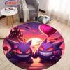 Pokemon Gengar Druck Runder Teppich, Kinderzimmer Bodenmatte Rutschfest Wohnzimmerteppich, Waschbarer Teppich für Heimdeko Geschenk Potdemiel