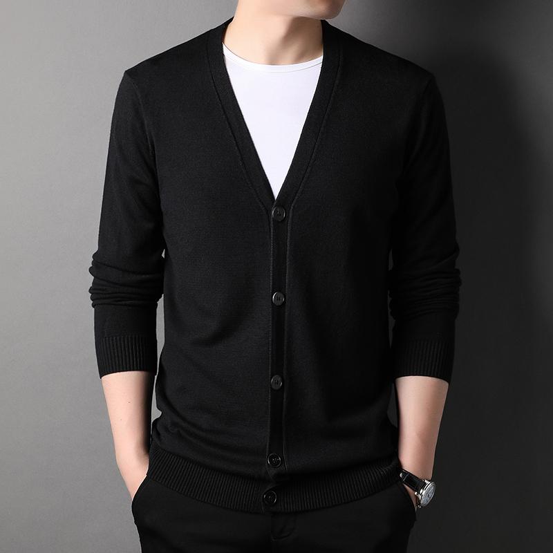 Men's V-Neck Sweater Cardigan Autumn Winter Soft Simple Knitwear Jacket Fashion Casual Versatile Trend Menswear