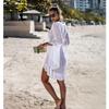 Summer Women's Hollow Knit Dress Flared Sleeve Beach Jacket Sexy Bikini Cover Up Sunwear