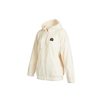 Einfarbige Reißverschluss Plüsch Hoodie Jacke Damenjacken Weiß VN0A7YI73KS