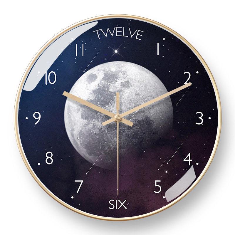Moonstone Quartz Wall Clock - Silent, Artistic Design with Automatic Time Sync for Living Room