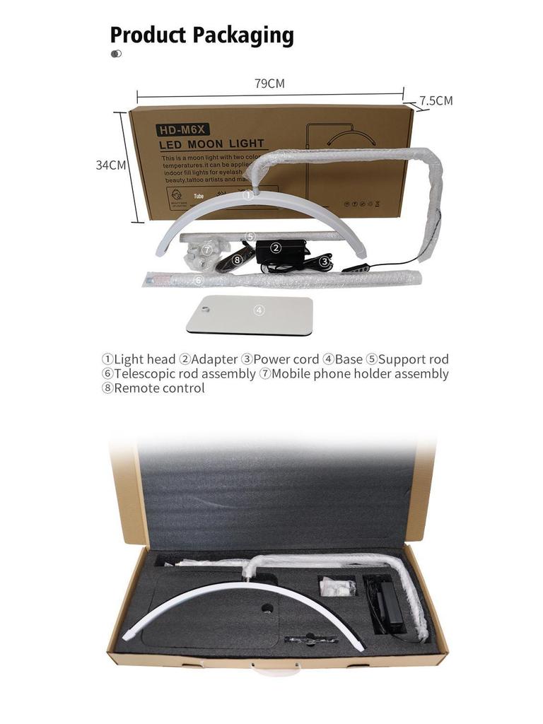 U-Shaped LED Nail Art & Beauty Light with Stepless Dimming, Eye Protection, Floor-Standing, 28-Inch