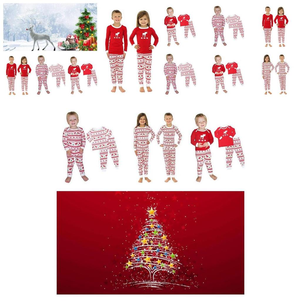 European And American Printed Christmas Home Clothing Suit For Parents And Children