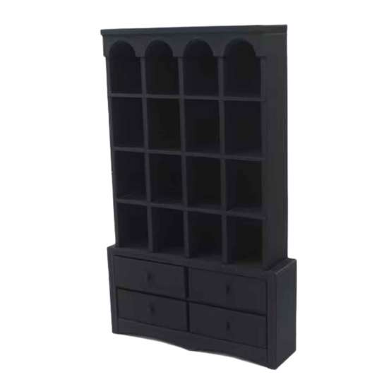 Figures Display Case Miniature Dollhouse Bookcase, 1:12 Scale Retro Arched Cabinet with Drawers, Sand Table Landscaping Props Matte Black Simulation