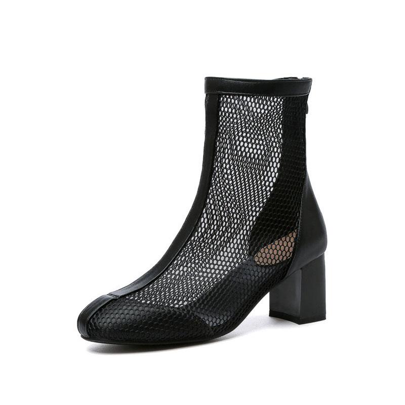 

Летний уличный стиль Дизайн Дышащая сетка Женские ботильоны Круглый носок Толстый высокий каблук Сандалии Ботильоны Женская обувь WSH5322 38